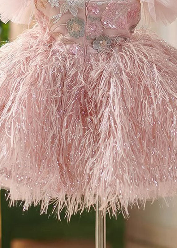 Pink Sequins Patchwork Tulle Maxi Dresses Summer Ys006