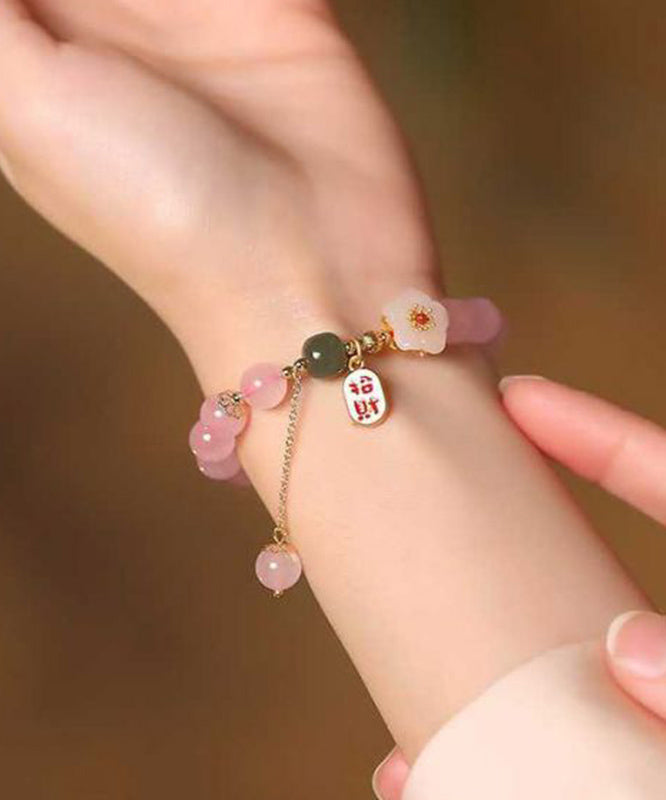 Crystal Charm Alloy Silver Pink Peach Sterling Blossom
