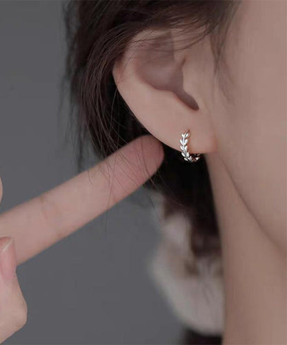 Silk Sterling Silver Ear of Wheat Hoop Earrings