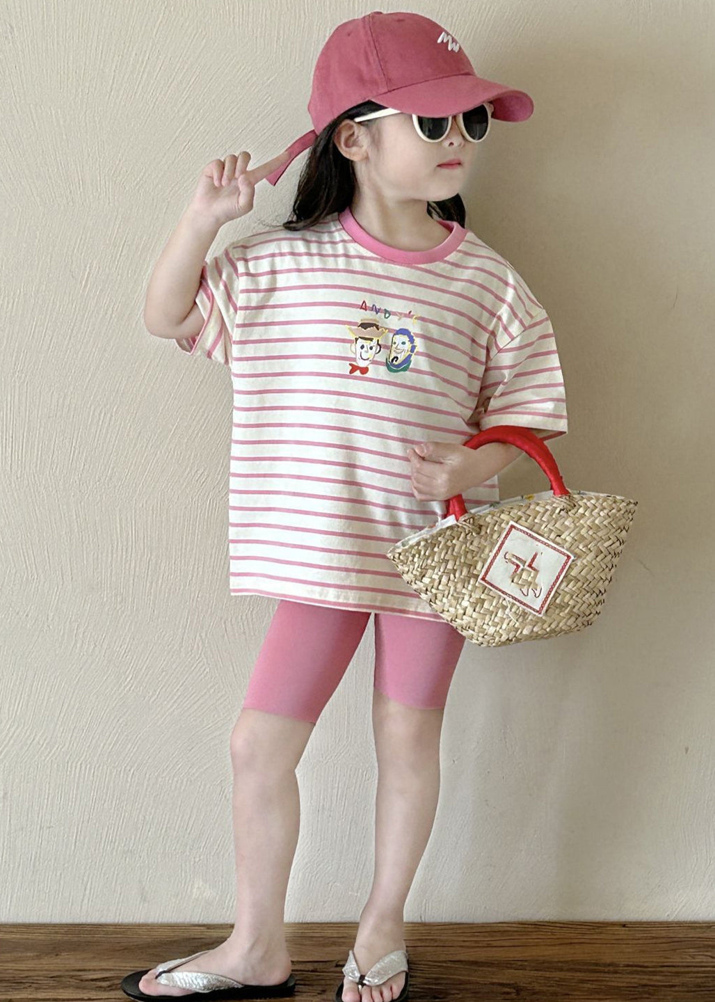 Striped Kids T Shirt and Shorts Two Piece Set Summer Yu1068