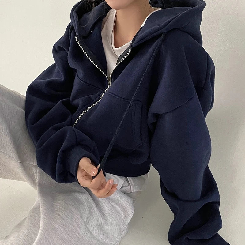 Fur Collar Aesthetic Cardigan Hoodie