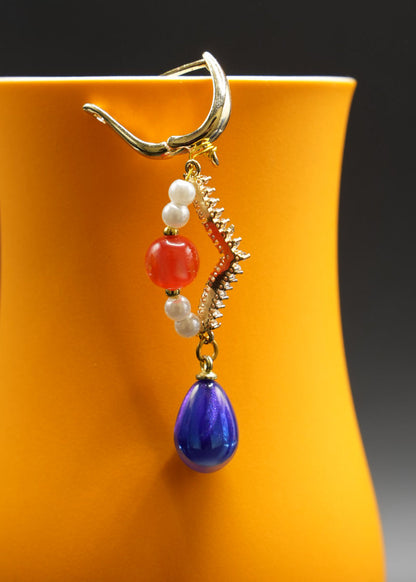 Diy Blue Acrylic Original Design Drop Earrings