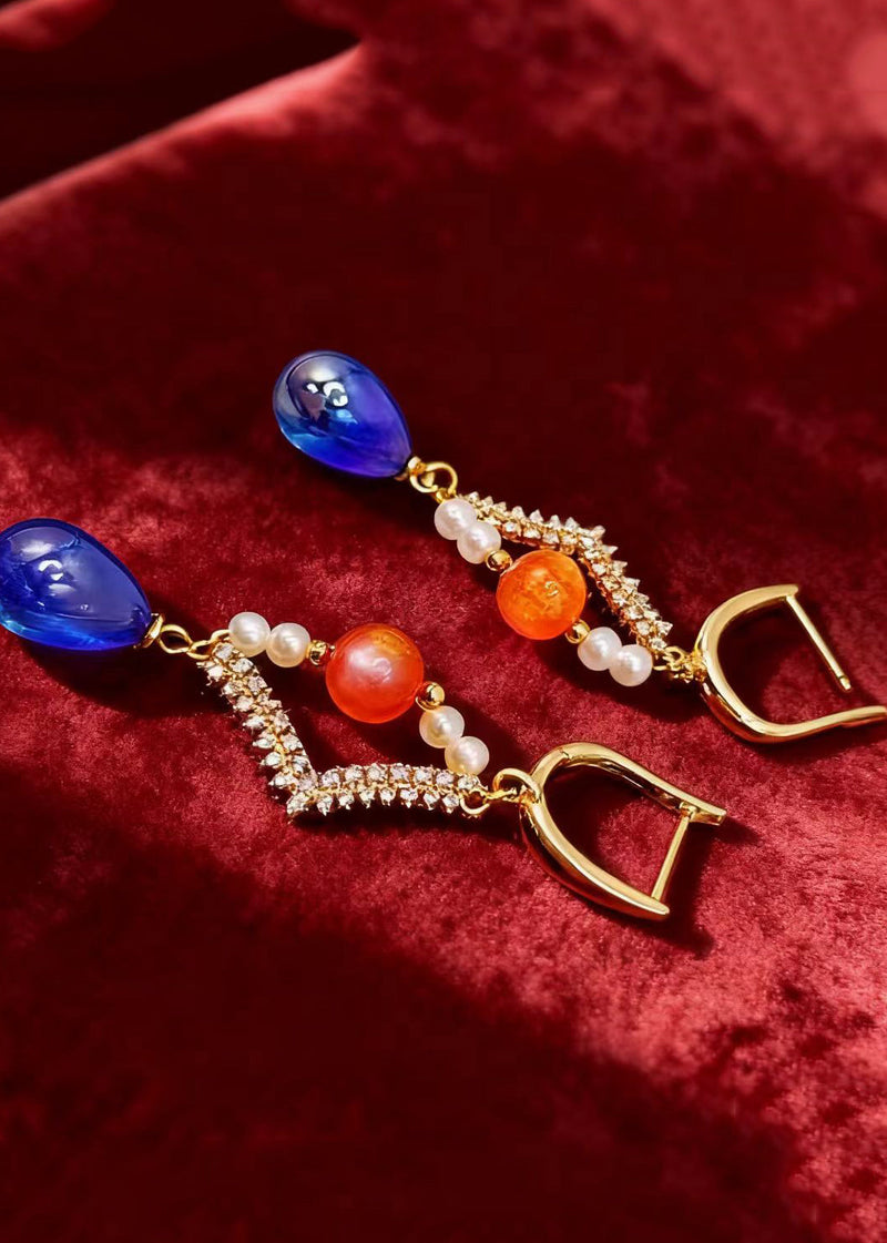Diy Blue Acrylic Original Design Drop Earrings