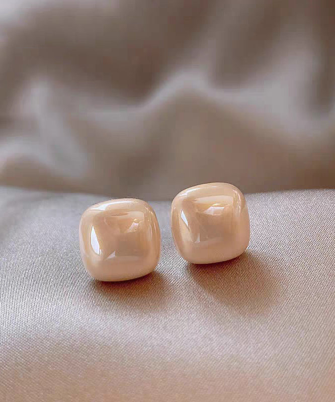 Diy Champagne Copper Alloy Pearl Stud Earrings