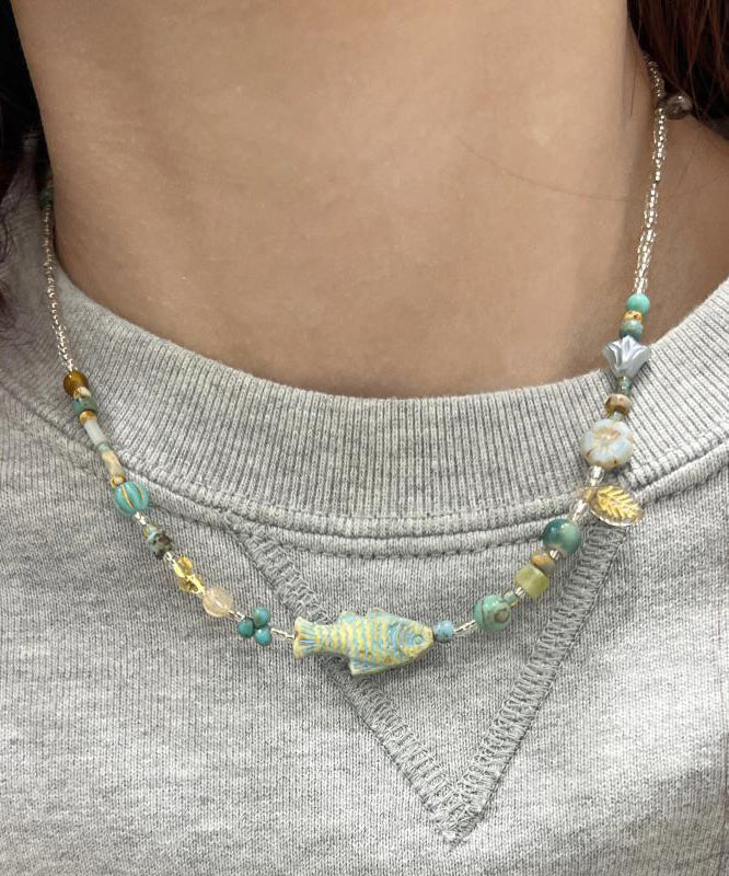 Diy Colorblock Beading Little Fish Gratuated Bead Necklace