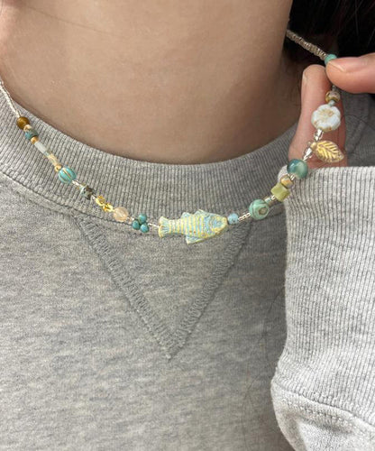 Diy Colorblock Beading Little Fish Gratuated Bead Necklace