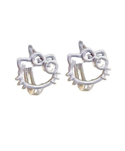 Diy Copper Zircon Kt Cat Stud Earrings