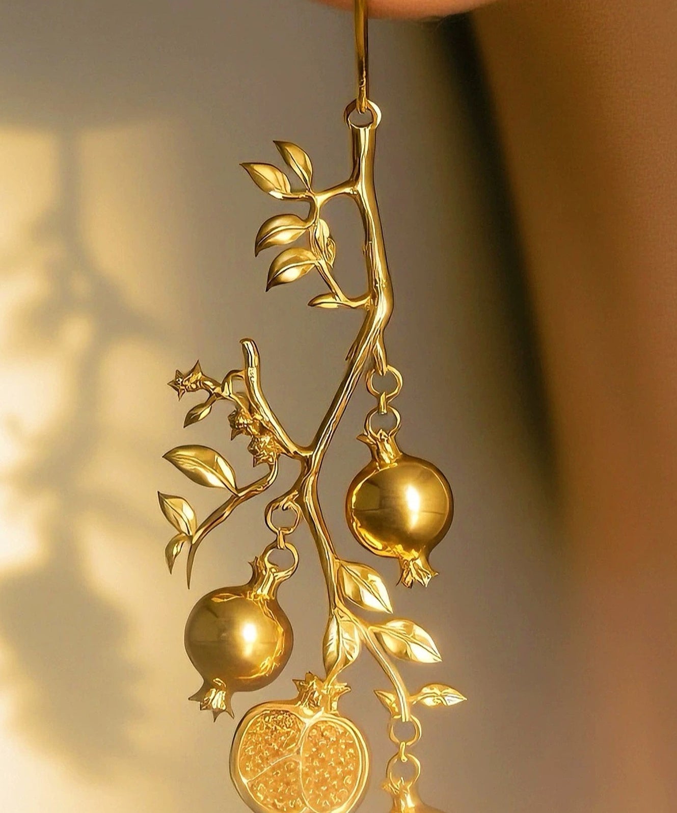 Diy Gold Copper Alloy Pomegranate Drop Earrings
