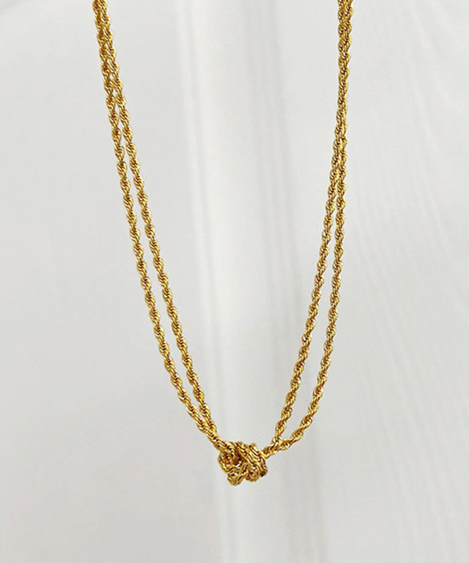 Diy Gold Stainless Steel Double Layer Fried Dough Twists Necklace Yd023