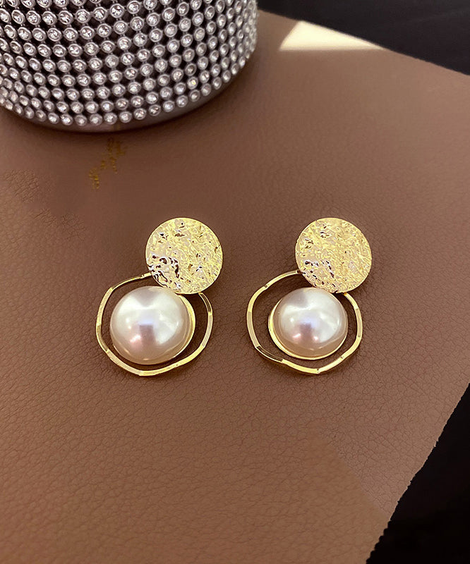 Diy Gold Sterling Silver Alloy Pearl Stud Earrings