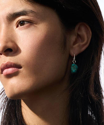 Diy Green Sterling Silver Turquois Single Drop Earrings