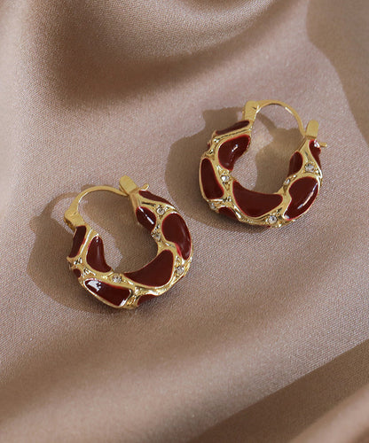 Diy Mulberry Alloy Zircon Hoop Earrings