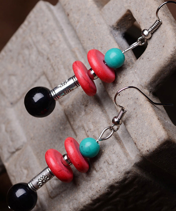 Diy Multicolor Geometry Agate Turquoise Hoop Earrings