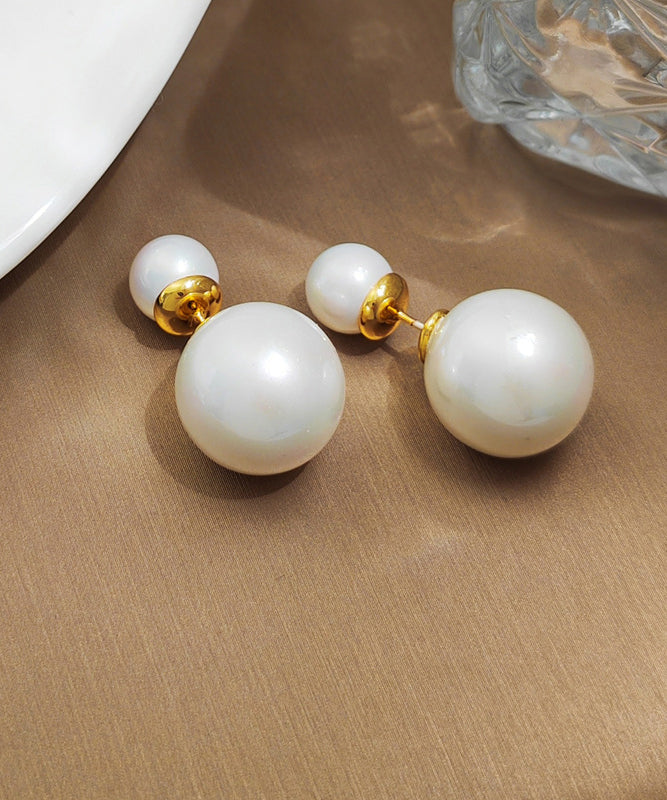 Diy Red Copper Gold Plated Animal Pearl Stud Earrings