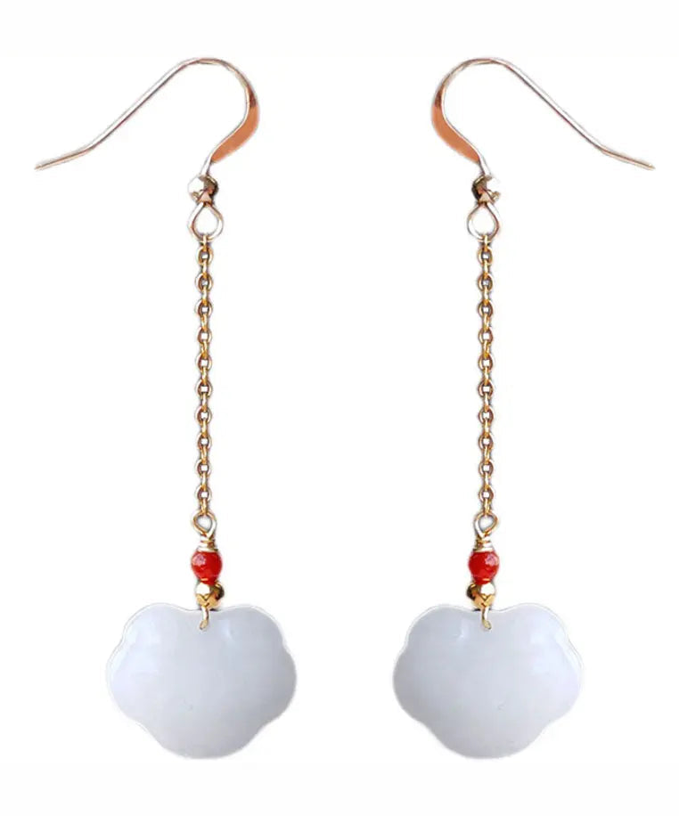 Diy 14k Gold Jade Gem Stone Drop Earrings