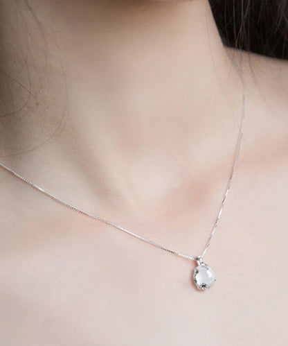 Diy White Silver Silver Chalcedony Plum Blossom Pendant Necklace Po011