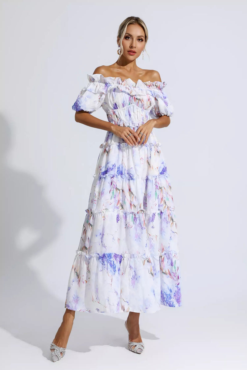Danielle Purple Ruched Maxi Dress
