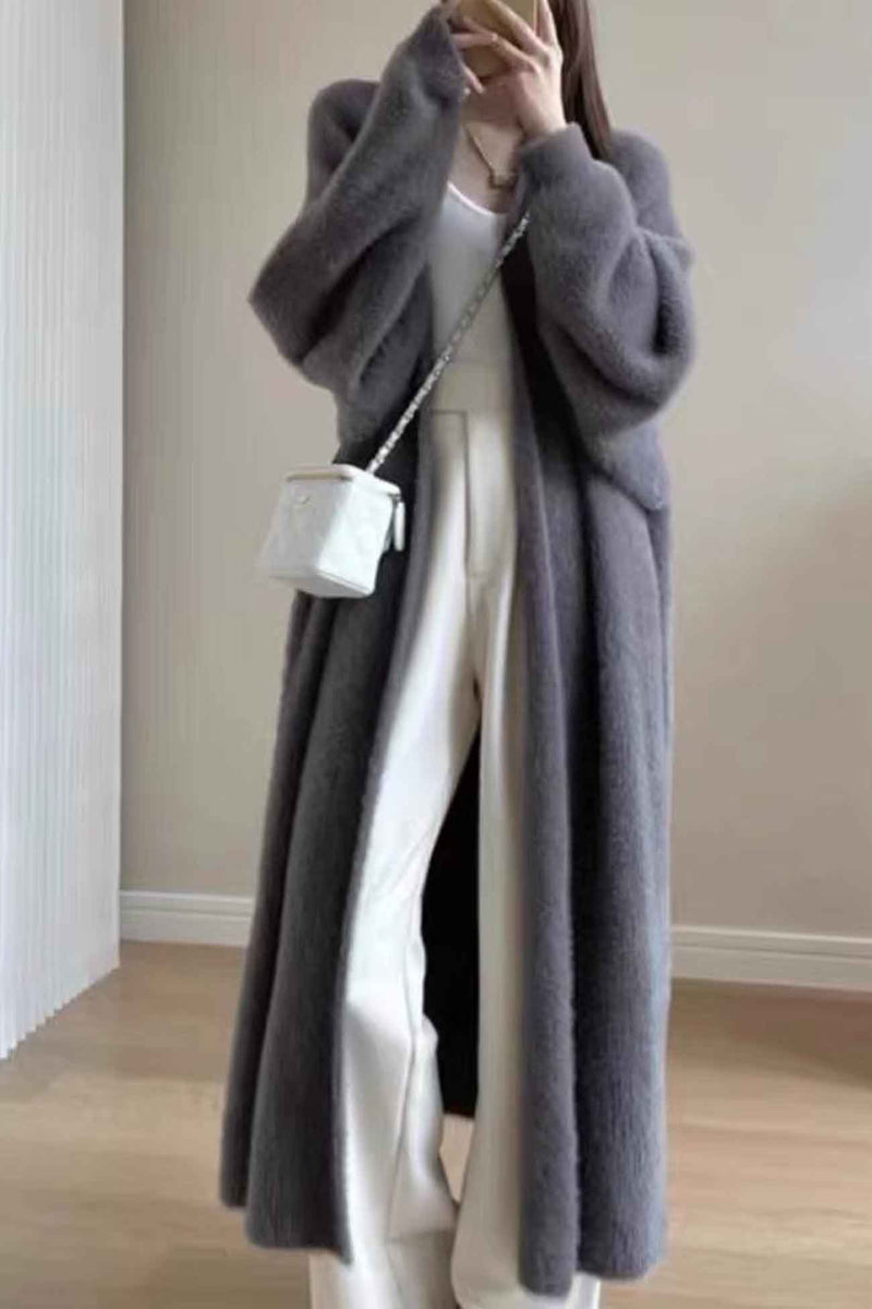 Color Fuzzy Long Cardigan