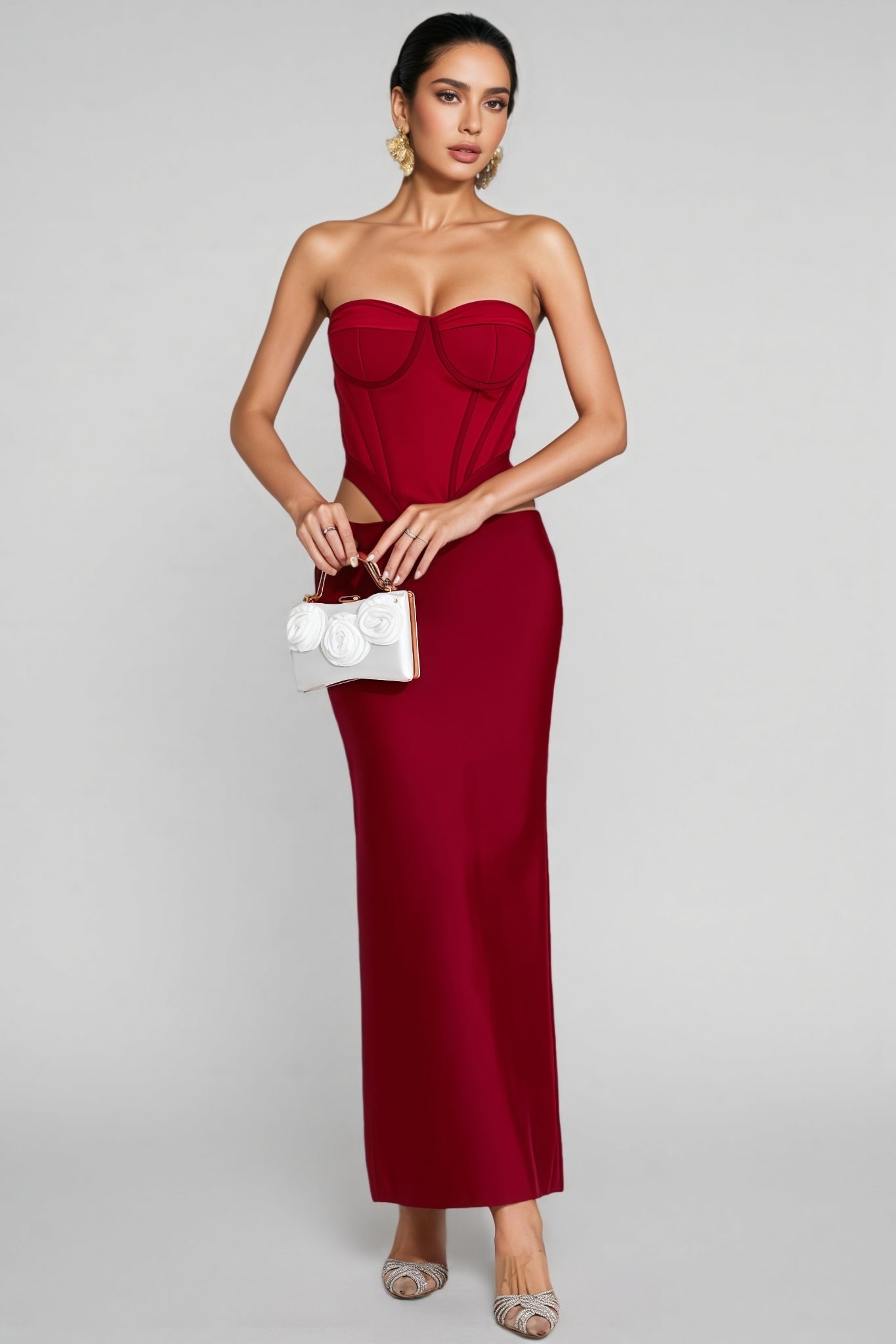 Kila Red Cut Out Maxi Dress