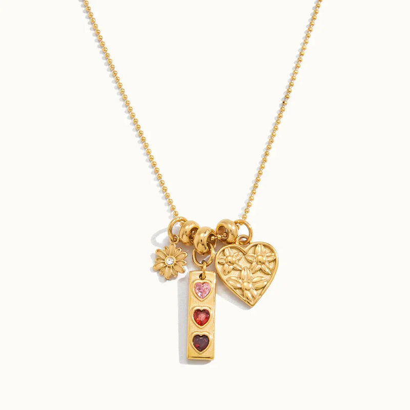 Tatiana Triple Heart Charm Necklace