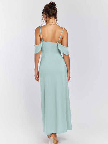 Draped Sleeve Ruched Bust Bodycon Dress