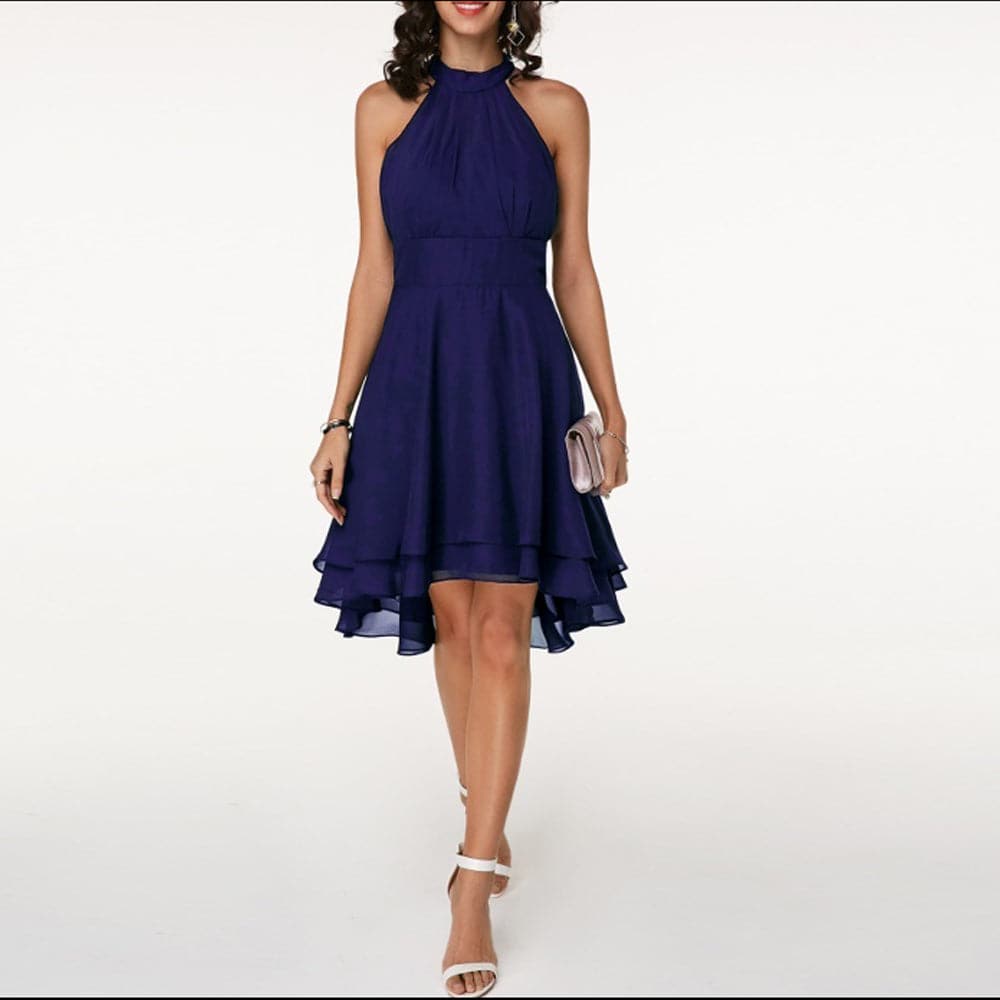 Dress Halter Sleeveless Cropped Layered Midi Dress