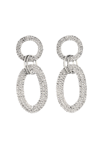 Rhinestone Double Hoop Drop Earrings