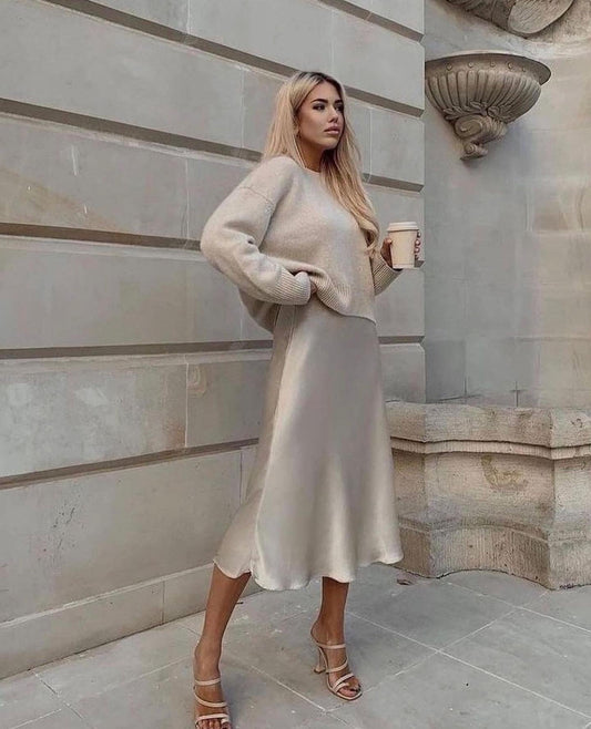 Satin Midi Skirt