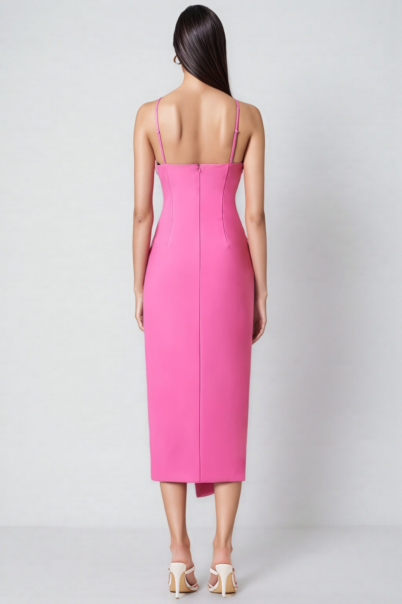 Lorrlk Pink 3d Midi Dress