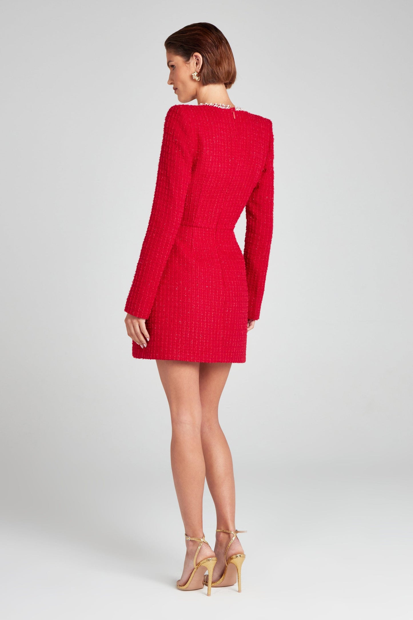 Camilla Square Neck Tweed Mini Dress