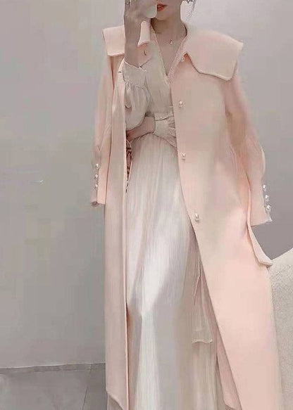 Apricot V Neck Tie Waist Chiffon Long Dress Spring Ti1016