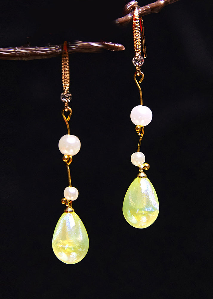 Droplet Shape Jade Pearl Drop Earrings