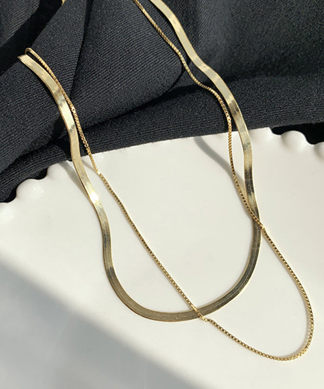 Gold Sterling Silver Overgild Bilayer Necklace