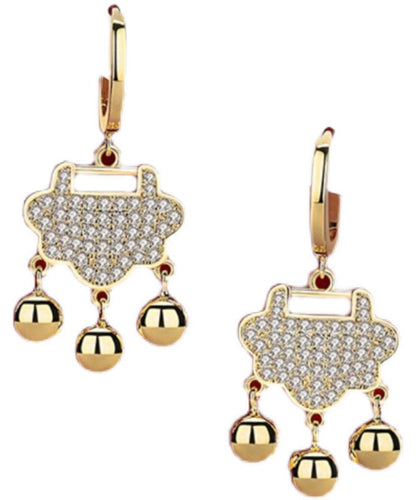 Gold Sterling Silver Zircon Small Bell Drop Earrings