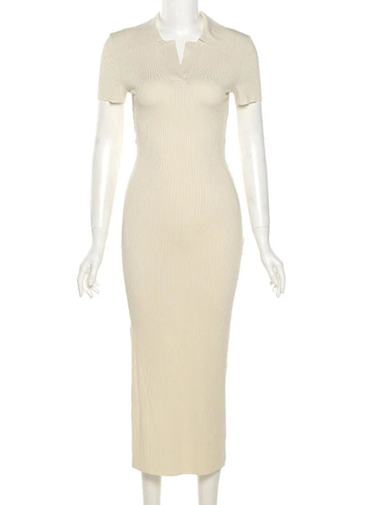 Knitted Short Backless Bandage Stretch Lady Midi Dresses