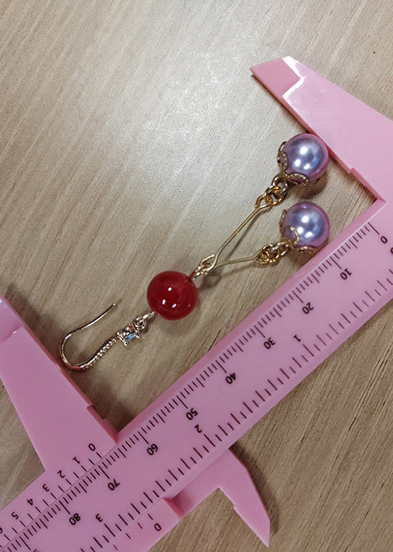 Purple Pearl Zircon Drop Earrings