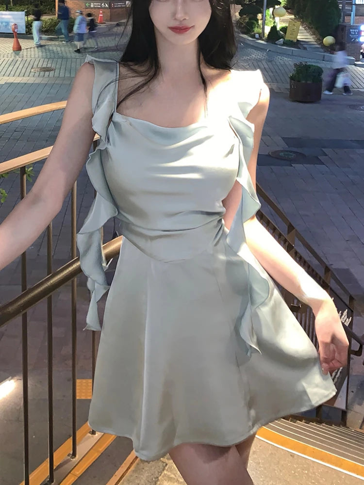 Korean Spaghetti Strap Fairy Sweet Midi Dress