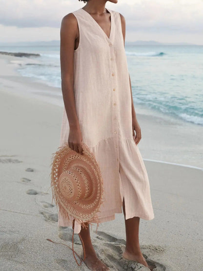 Shirt Summer Sleeveless V Neck Harajuku Maxi Dress