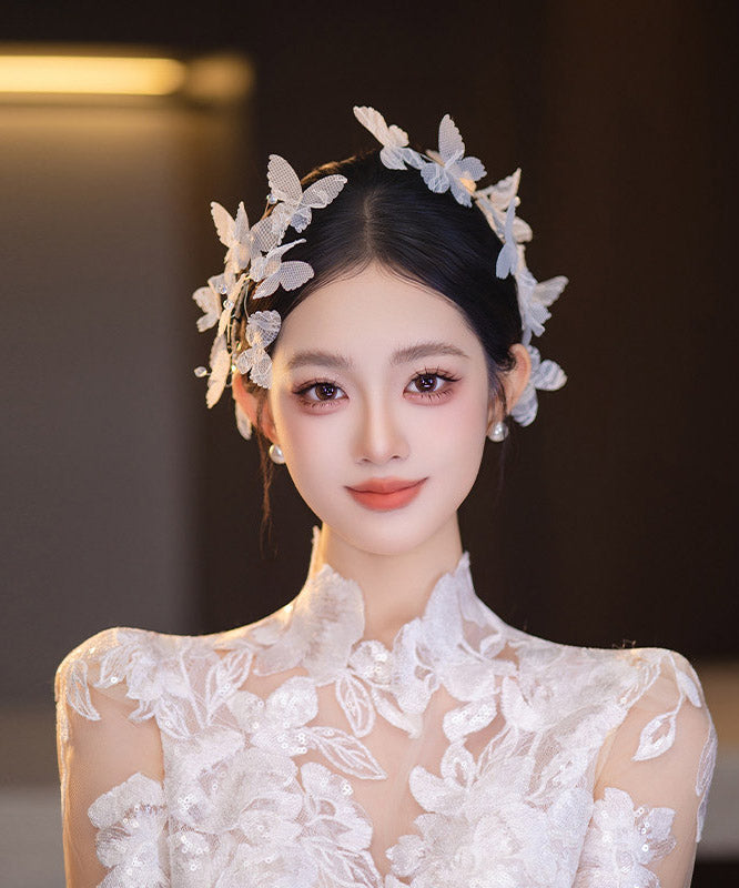 White Lace Butterfly a Pair Hairpin