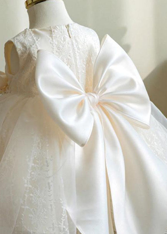 White Nail Bead Embroideried Tulle Long Dress Sleeveless Ys016
