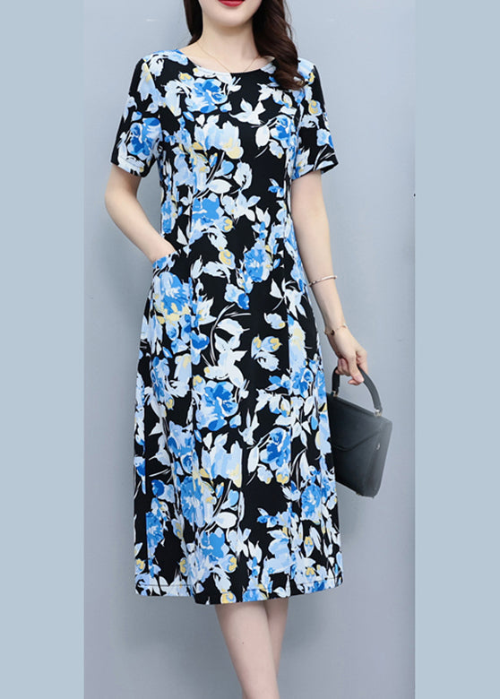 White O-neck Print Slim Silk Vacation Maxi Dresses Summer Lc0052