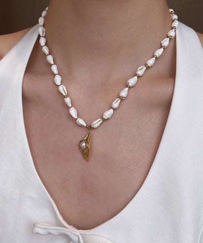 White Shell Layering Alloy Three Piece Set Pendant Necklace