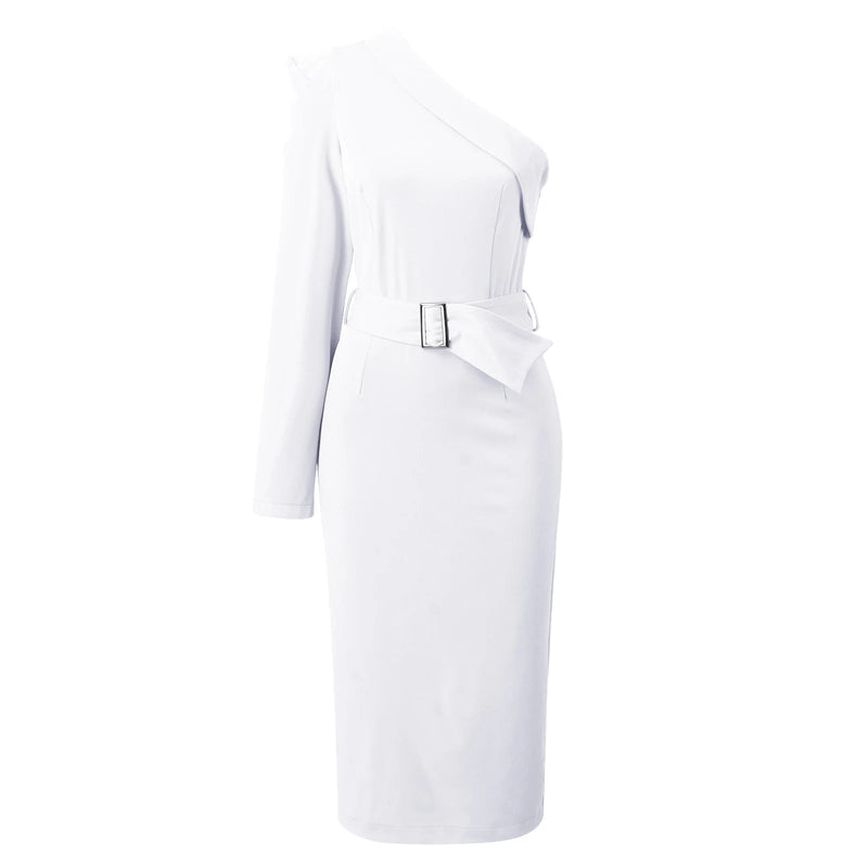 Autumn Square Neck Long Sleeve Flounced Edge Midi Dress