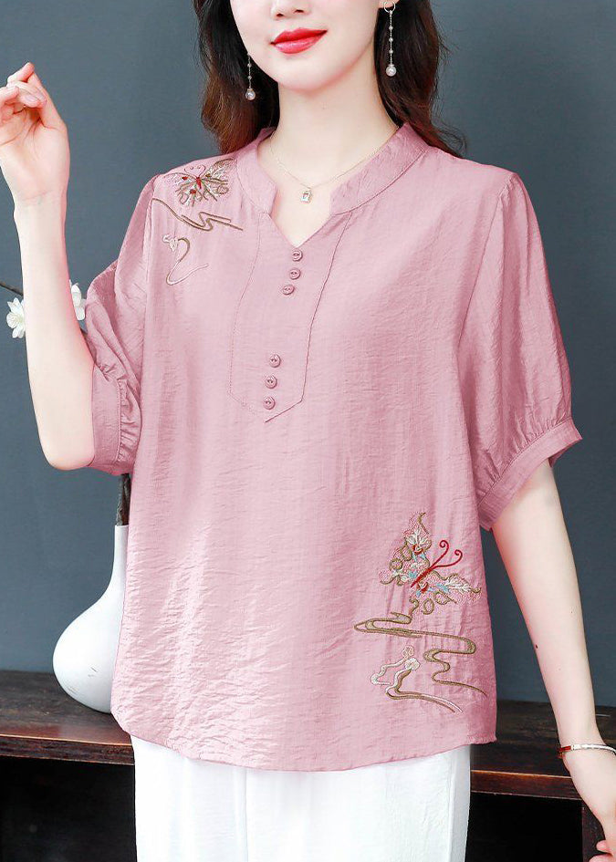 Yellow Embroidered Cotton Blouse Summer Jh021