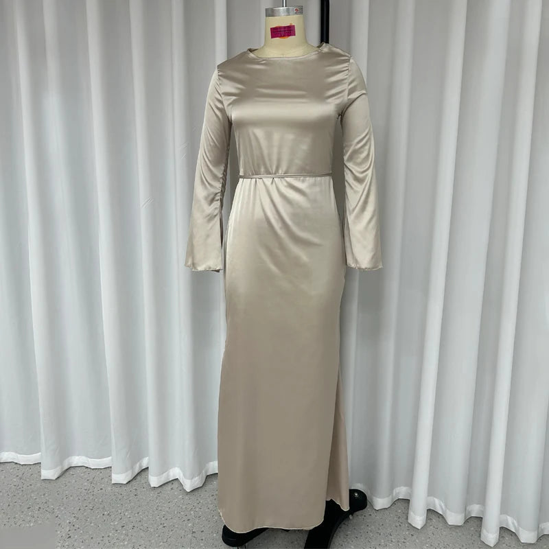 Autumn Slim Flare Sleeve Lace Up Maxi Dress