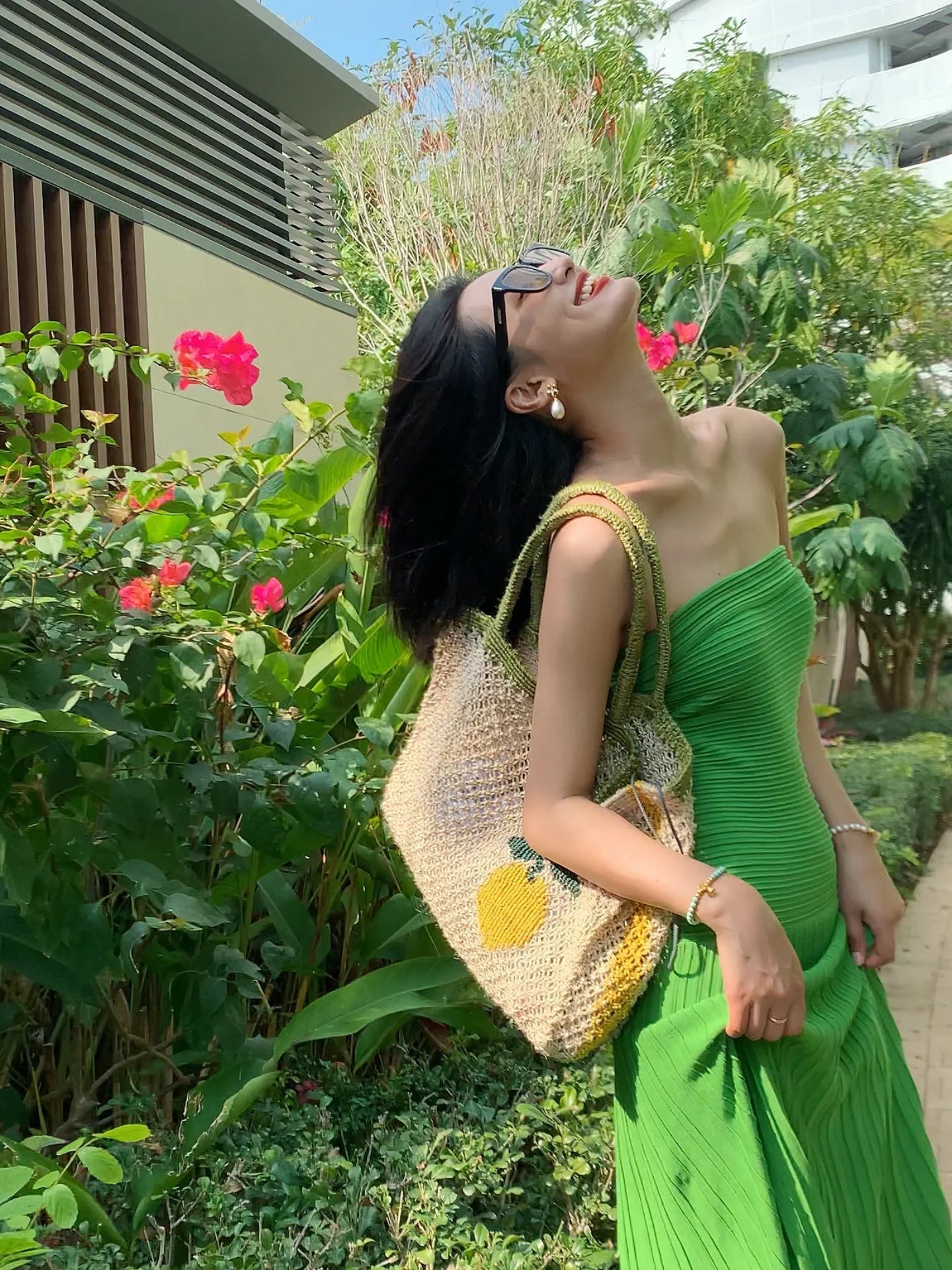 Emerald Green Knit Strapless Bodycon Maxi Dress Beach Glam