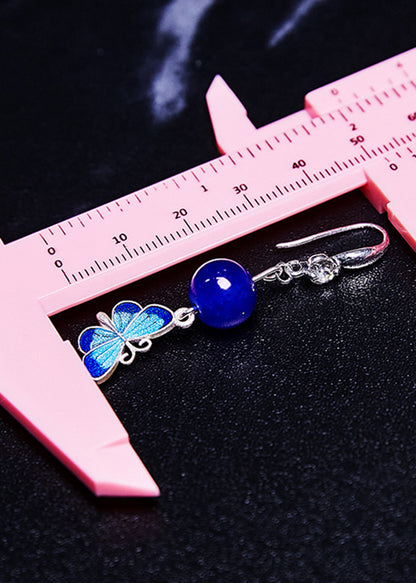 Style Blue Butterfly Long Tasseled Drop Earrings