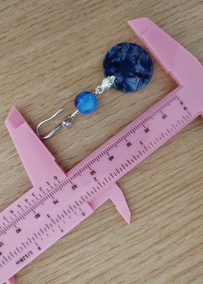 Style Peacock Blue Paitings Fine Jade Drop Earrings