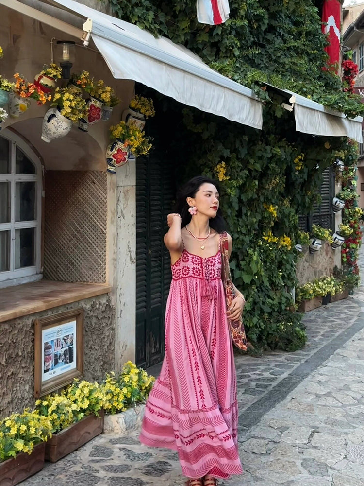 Embroidered Maxi Dress Summer Holiday Outfit
