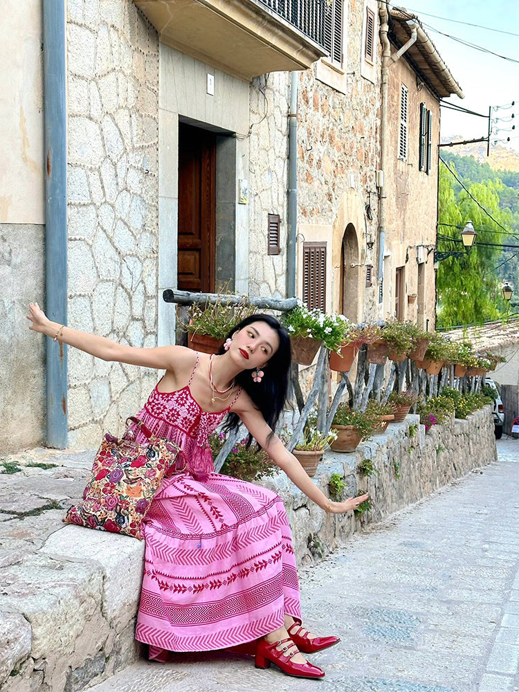 Embroidered Maxi Dress Summer Holiday Outfit